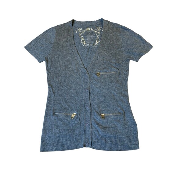 Cop Copine Women's Gray V-Neck Knit Cardigan Sweater Zip Pockets Rayon+Cashmere - Picture 1 of 10